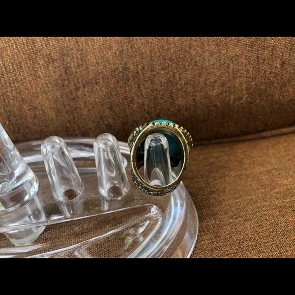 Oversized Turquoise Statement Ring Cocktail Country Southern Cowgirl Style Ring - Picture 5 of 12